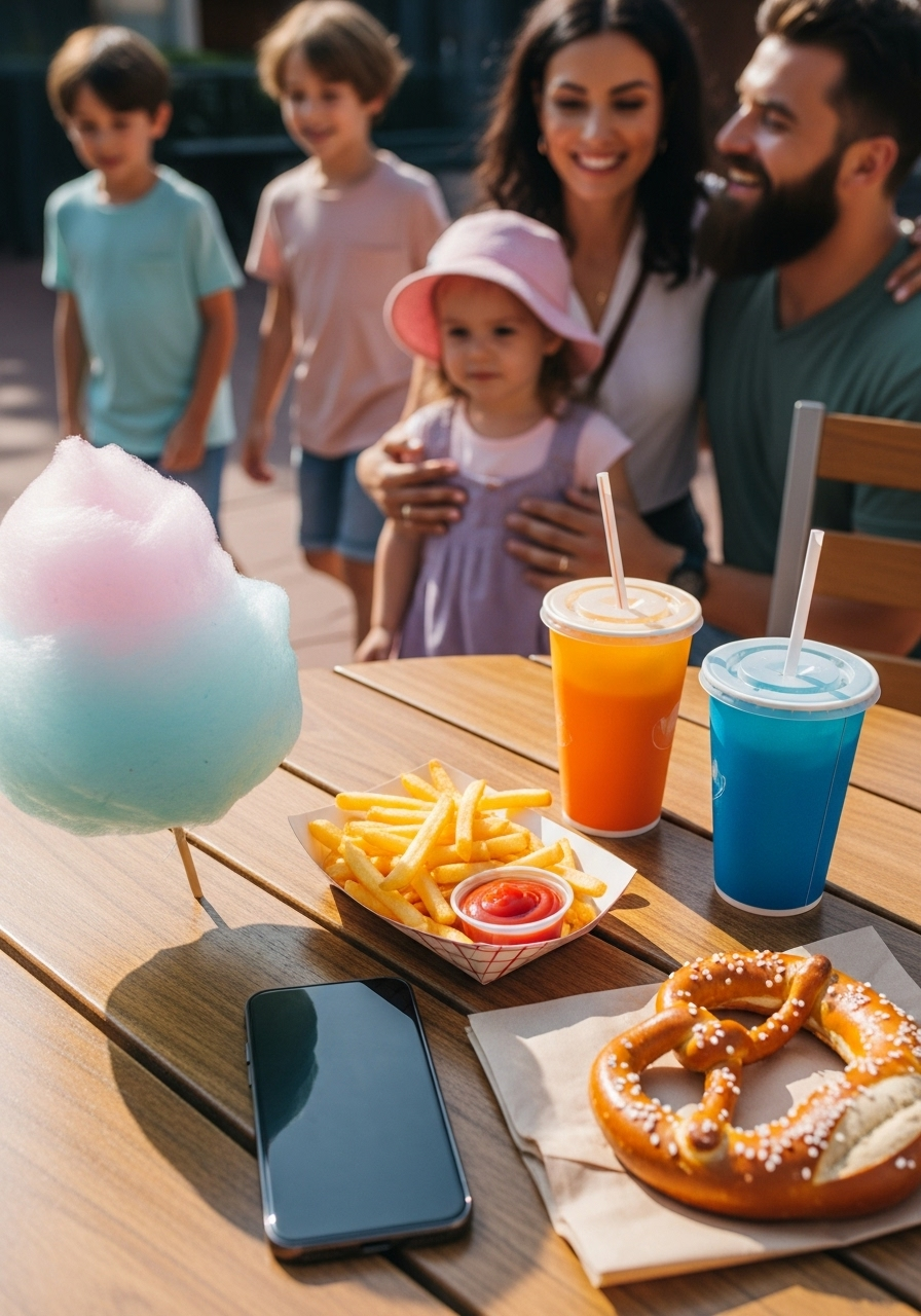 Family enjoying attractions