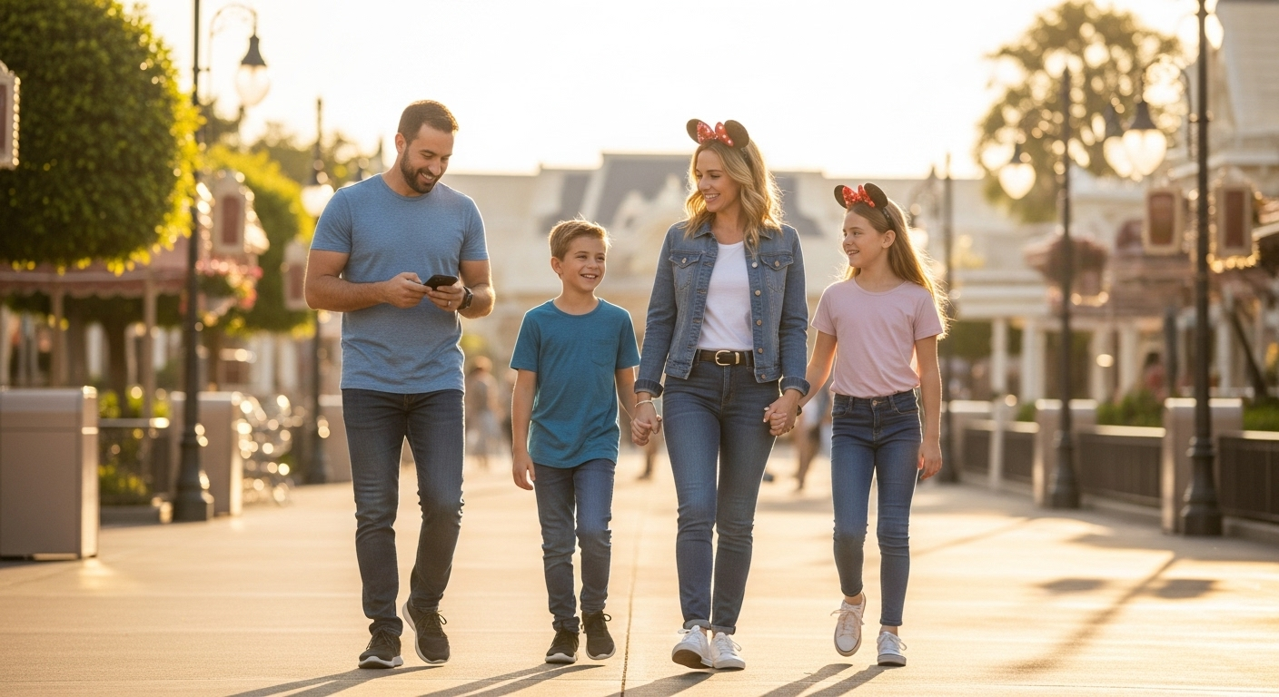Family enjoying stress-free day at theme park